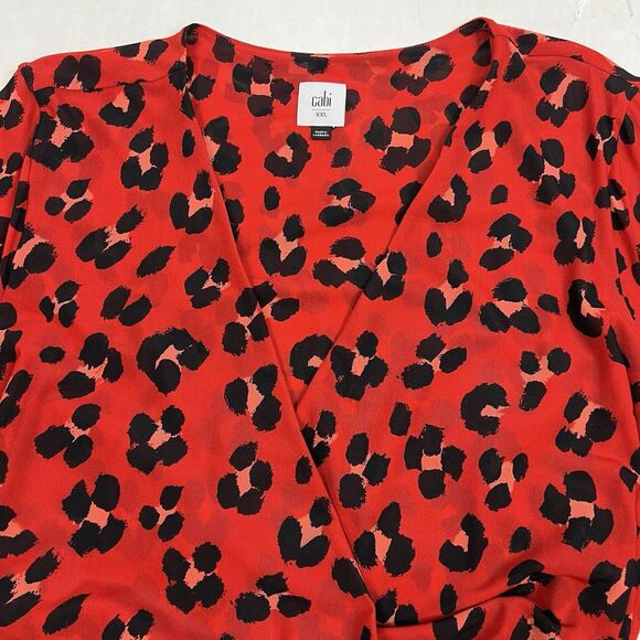 CAbi #5571 Vivian Siren Red Leopard Animal Print Long Sleeve Wrap Midi Dress XXL - Picture 4 of 12